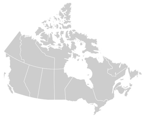 An outline of a map of Canada.